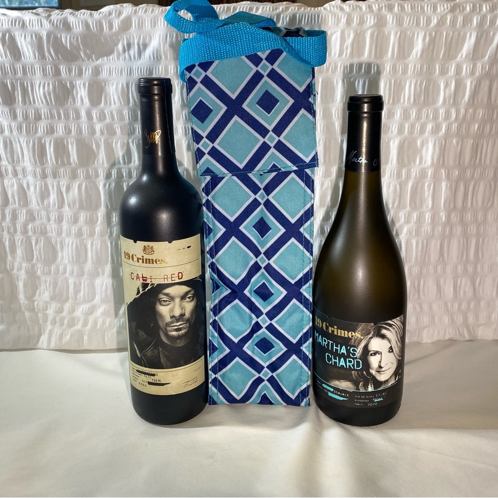 Light a blue and Navy Insulated Wine Bag. GUC *Small Abnormal Spot on Inside*